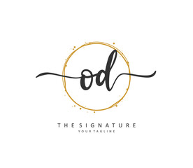 OD Initial letter handwriting and signature logo. A concept handwriting initial logo with template element.