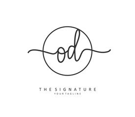 OD Initial letter handwriting and signature logo. A concept handwriting initial logo with template element.