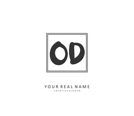 OD Initial letter handwriting and signature logo. A concept handwriting initial logo with template element.