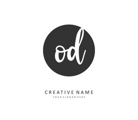 OD Initial letter handwriting and signature logo. A concept handwriting initial logo with template element.