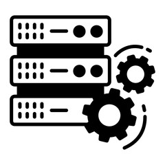 Data Center Machine Configuration Vector Glyph Icon Design, Cloud computing and Internet hosting services Symbol on White background, Customised Server Concept, 