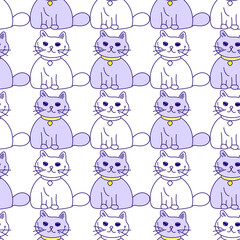 Seamless pattern with cartoon cats, vector illustration © Melek8