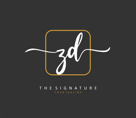 ZD Initial letter handwriting and signature logo. A concept handwriting initial logo with template element.