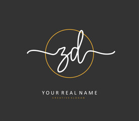 ZD Initial letter handwriting and signature logo. A concept handwriting initial logo with template element.