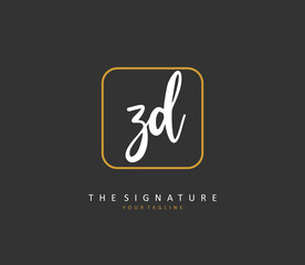 ZD Initial letter handwriting and signature logo. A concept handwriting initial logo with template element.