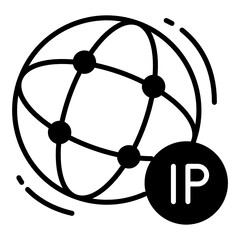 Sticky dynamic IP Vector Glyph Icon Design, Cloud computing and Web hosting services Symbol on White background, Internet Protocol address Concept, 