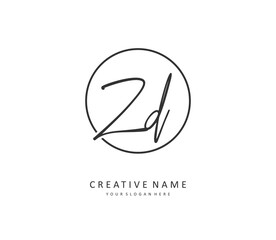 ZD Initial letter handwriting and signature logo. A concept handwriting initial logo with template element.