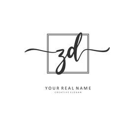 ZD Initial letter handwriting and signature logo. A concept handwriting initial logo with template element.