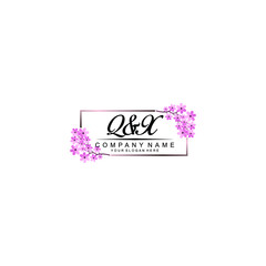 Initial QX Handwriting, Wedding Monogram Logo Design, Modern Minimalistic and Floral templates for Invitation cards