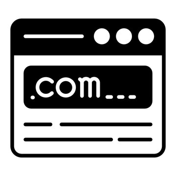 dot com domain url vector Icon design, Cloud computing and Web hosting services Symbol on White background, Tld .com register concept, Domain Registrar Sign 