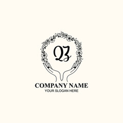 Initial QZ Handwriting, Wedding Monogram Logo Design, Modern Minimalistic and Floral templates for Invitation cards