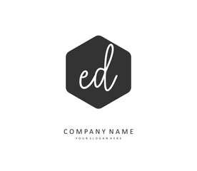 ED Initial letter handwriting and signature logo. A concept handwriting initial logo with template element.