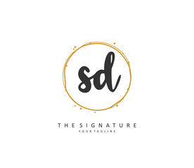 SD Initial letter handwriting and signature logo. A concept handwriting initial logo with template element.