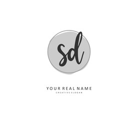 SD Initial letter handwriting and signature logo. A concept handwriting initial logo with template element.