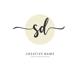 SD Initial letter handwriting and signature logo. A concept handwriting initial logo with template element.