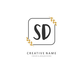 SD Initial letter handwriting and signature logo. A concept handwriting initial logo with template element.