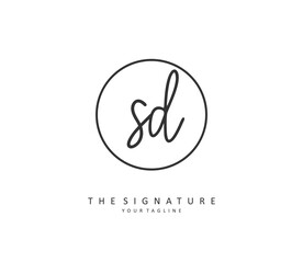 SD Initial letter handwriting and signature logo. A concept handwriting initial logo with template element.