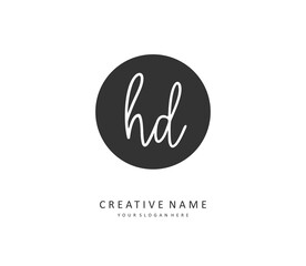 HD Initial letter handwriting and signature logo. A concept handwriting initial logo with template element.