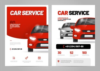 Vector layout design for car service and repair. Adapt to poster, flyer or banner. A4 size.