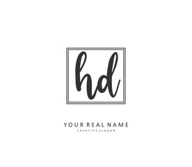 HD Initial letter handwriting and signature logo. A concept handwriting initial logo with template element.