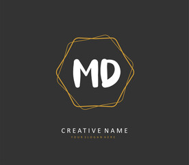 MD Initial letter handwriting and signature logo. A concept handwriting initial logo with template element.