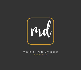 MD Initial letter handwriting and signature logo. A concept handwriting initial logo with template element.