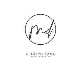 MD Initial letter handwriting and signature logo. A concept handwriting initial logo with template element.