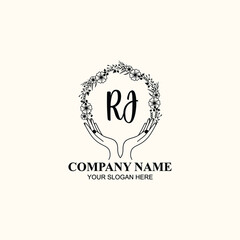 Initial RJ Handwriting, Wedding Monogram Logo Design, Modern Minimalistic and Floral templates for Invitation cards