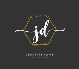 JD Initial letter handwriting and signature logo. A concept handwriting initial logo with template element.