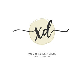 XD Initial letter handwriting and signature logo. A concept handwriting initial logo with template element.