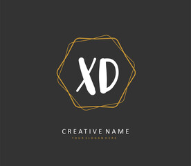 XD Initial letter handwriting and signature logo. A concept handwriting initial logo with template element.