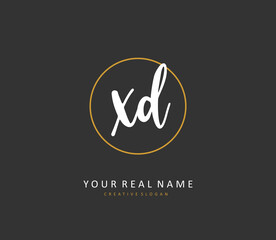 XD Initial letter handwriting and signature logo. A concept handwriting initial logo with template element.