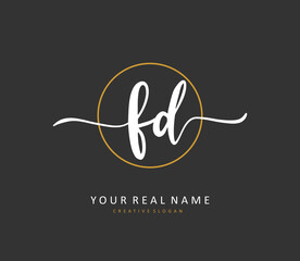 FD Initial letter handwriting and signature logo. A concept handwriting initial logo with template element.