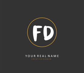 FD Initial letter handwriting and signature logo. A concept handwriting initial logo with template element.