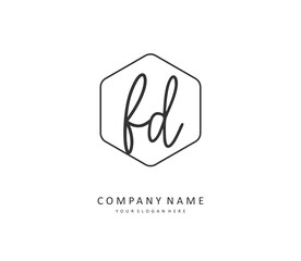 FD Initial letter handwriting and signature logo. A concept handwriting initial logo with template element.
