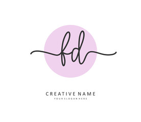 FD Initial letter handwriting and signature logo. A concept handwriting initial logo with template element.