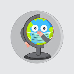 Obraz premium mascot globe using a mask