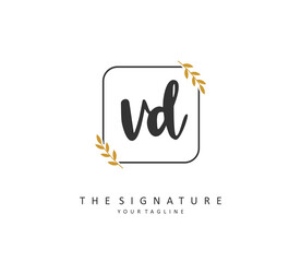 VD Initial letter handwriting and signature logo. A concept handwriting initial logo with template element.