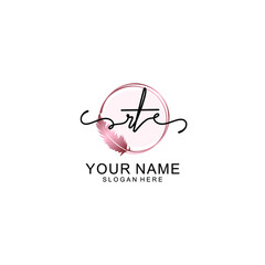 Initial RT Handwriting, Wedding Monogram Logo Design, Modern Minimalistic and Floral templates for Invitation cards