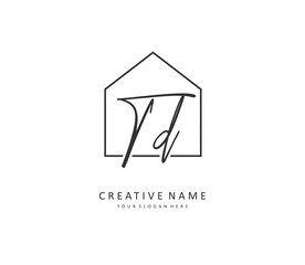 TD Initial letter handwriting and signature logo. A concept handwriting initial logo with template element.