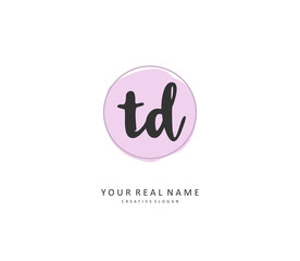 TD Initial letter handwriting and signature logo. A concept handwriting initial logo with template element.