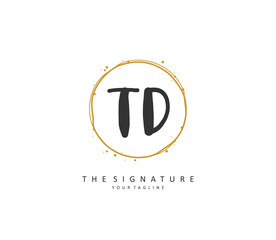 TD Initial letter handwriting and signature logo. A concept handwriting initial logo with template element.