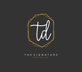 TD Initial letter handwriting and signature logo. A concept handwriting initial logo with template element.