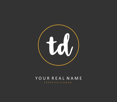 TD Initial letter handwriting and signature logo. A concept handwriting initial logo with template element.