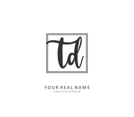 TD Initial letter handwriting and signature logo. A concept handwriting initial logo with template element.