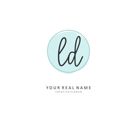 LD Initial letter handwriting and signature logo. A concept handwriting initial logo with template element.