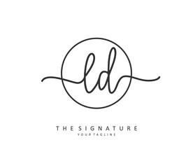 LD Initial letter handwriting and signature logo. A concept handwriting initial logo with template element.