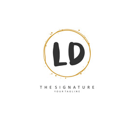 LD Initial letter handwriting and signature logo. A concept handwriting initial logo with template element.