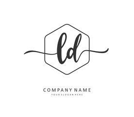 LD Initial letter handwriting and signature logo. A concept handwriting initial logo with template element.