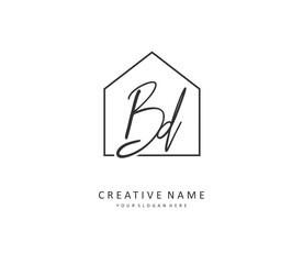 BD Initial letter handwriting and signature logo. A concept handwriting initial logo with template element.
